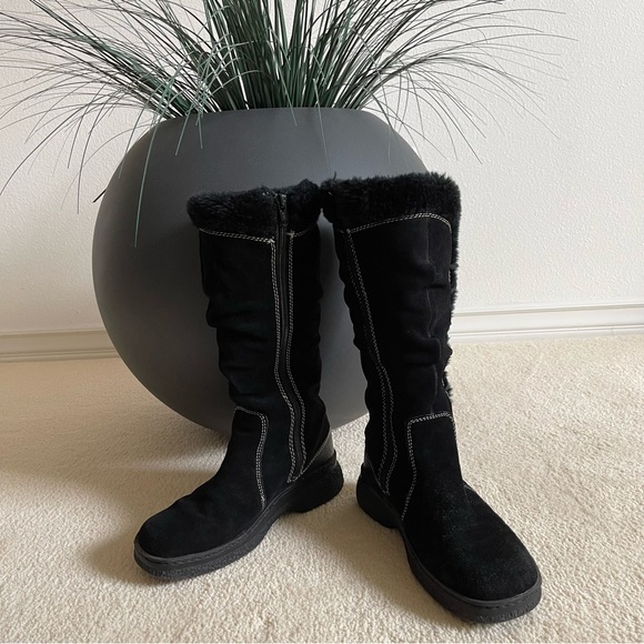 Naturalizer Suede Leather Winter Boot Faux Fur Lined Full Zipper Size 6.5 Black - Picture 4 of 9